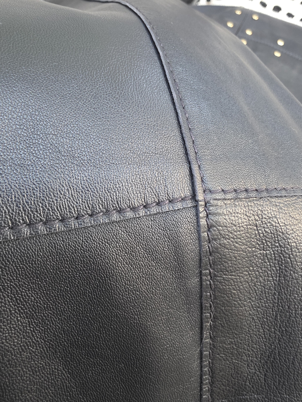 100% Leather Worth Studded Sheath Dress, Slate Gray Navy, Sz 10 - Picture 10 of 16